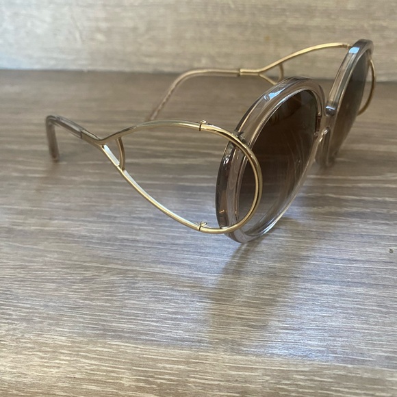 Chloe Gold Frame Sunglasses with Brown Lenses - Picture 5 of 13